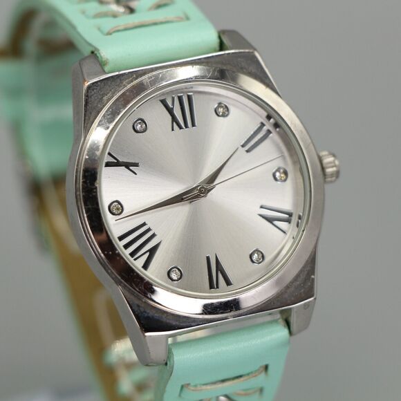 Charming Charlie Womens Watch Light Blue Leather Strap and Chain w New Battery - Picture 3 of 10